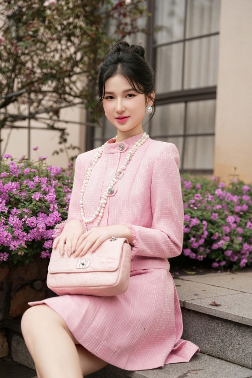 Sixdo Pink Tweed Loose Dress